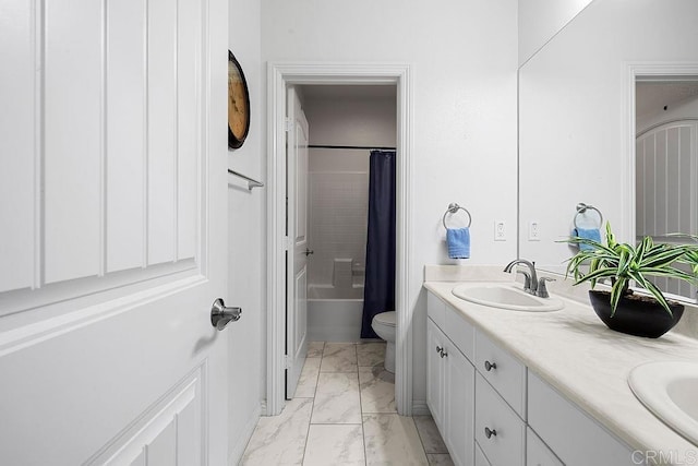 1837 Ashley Ave, Chula Vista, CA 91913 - full bathroom featuring marble finish flooring, double vanity, and shower / tub combo with curtain