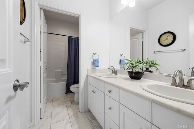 1837 Ashley Ave, Chula Vista, CA 91913 - full bathroom with marble look tile flooring, double vanity, and shower / tub combo