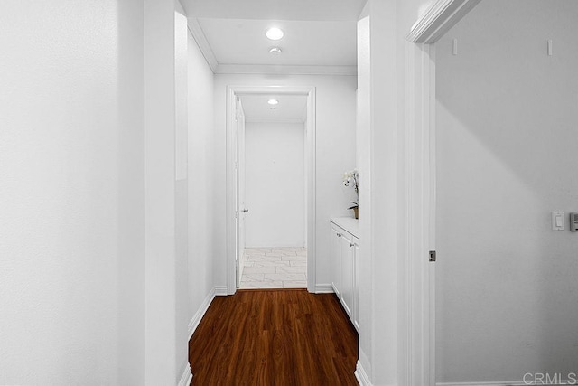 1837 Ashley Ave, Chula Vista, CA 91913 - corridor with crown molding, wood finished floors, and recessed lighting