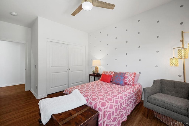 1837 Ashley Ave, Chula Vista, CA 91913 - bedroom with wood finished floors, a closet, and a ceiling fan