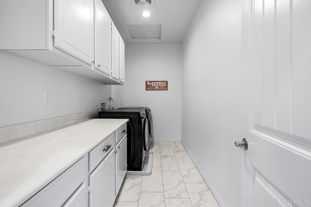 1837 Ashley Ave, Chula Vista, CA 91913 - washroom with light marble finish flooring, cabinet space, and independent washer and dryer