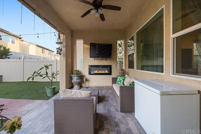 1837 Ashley Ave, Chula Vista, CA 91913 - view of patio with a deck, an outdoor living space with a fireplace, and ceiling fan