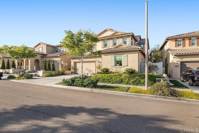 1837 Ashley Ave, Chula Vista, CA 91913 - mediterranean / spanish house featuring driveway, stucco siding, a tiled roof, a residential view, and a garage