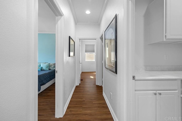 1837 Ashley Ave, Chula Vista, CA 91913 - hall with dark wood-style flooring, ornamental molding, and recessed lighting