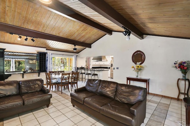 2045 W Clover Ave, Anaheim, CA 92801 - living room featuring light tile patterned flooring and wood ceiling