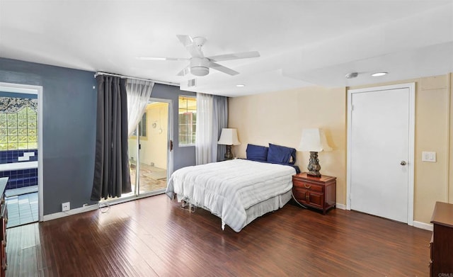 2045 W Clover Ave, Anaheim, CA 92801 - bedroom with access to exterior, wood finished floors, and ceiling fan