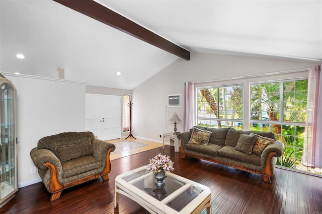 2045 W Clover Ave, Anaheim, CA 92801 - living room with wood-type flooring, an AC wall unit, and recessed lighting