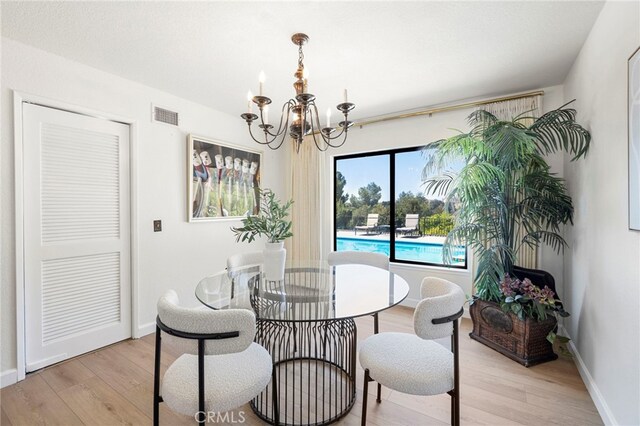 22074 Cedardale Dr, Diamond Bar, CA 91765 - dining room with a chandelier and light wood-style flooring