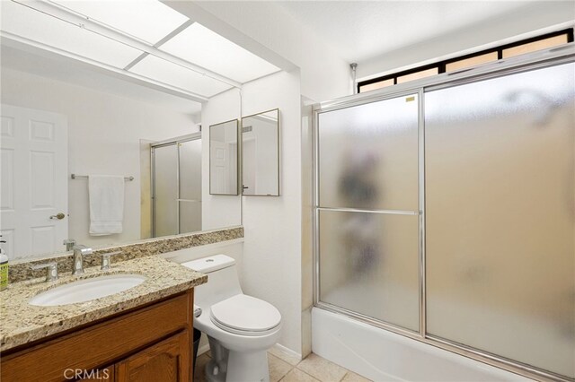 22074 Cedardale Dr, Diamond Bar, CA 91765 - bathroom with vanity, shower / bath combination with glass door, and tile patterned floors