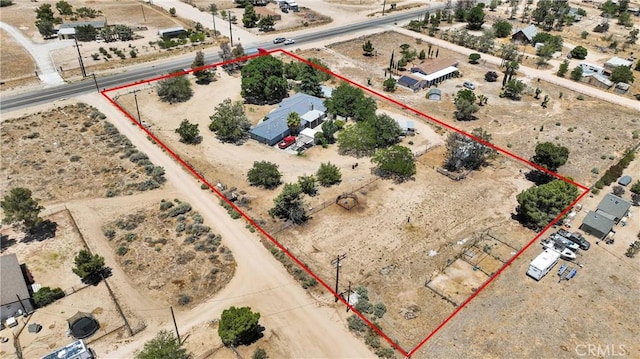 10325 Sheep Creek Rd, Phelan, CA 92371 - aerial overview of property's location with property boundaries highlighted and a desert landscape
