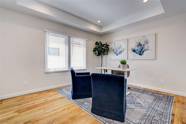 1310 Gates Ave, Manhattan Beach, CA 90266 - dining room with a raised ceiling, light wood-style floors, and recessed lighting