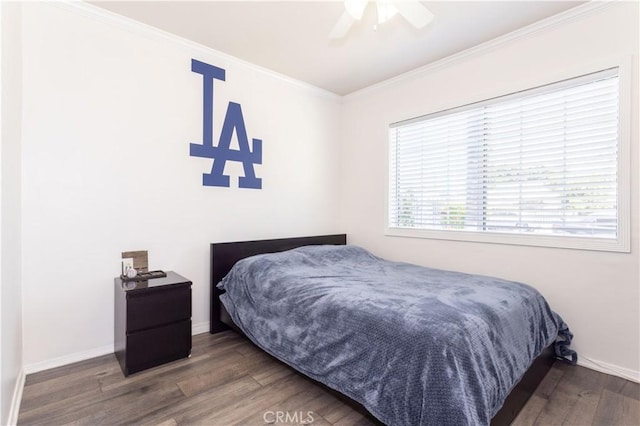 6843 Penfield Ave, Winnetka, CA 91306 - bedroom featuring wood finished floors, ornamental molding, and ceiling fan