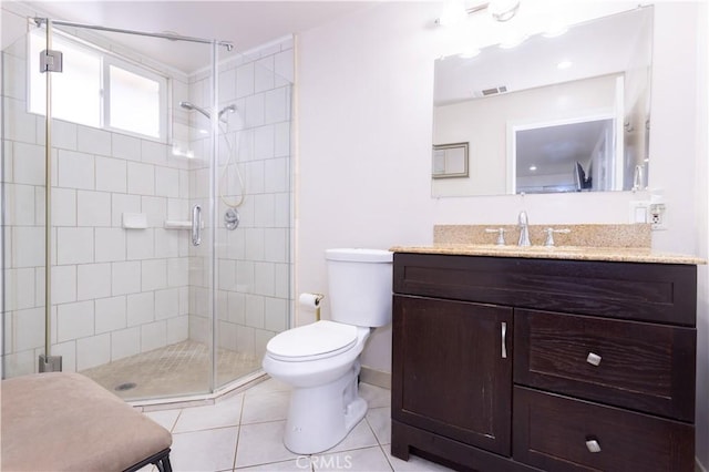 6843 Penfield Ave, Winnetka, CA 91306 - bathroom featuring vanity, tile patterned floors, and a stall shower