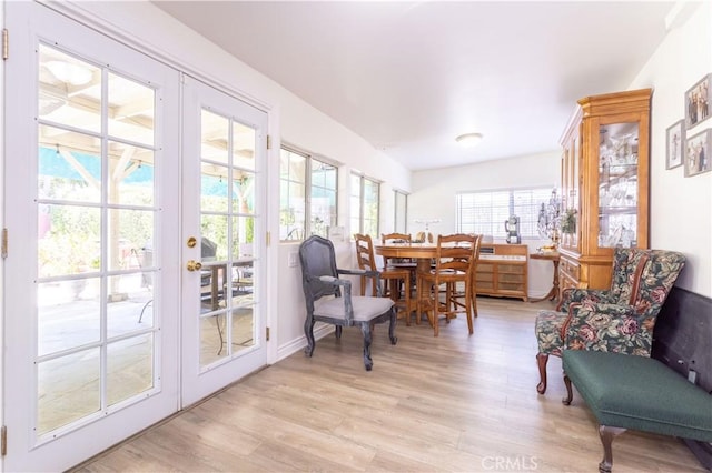 6843 Penfield Ave, Winnetka, CA 91306 - living area with french doors and light wood-style floors