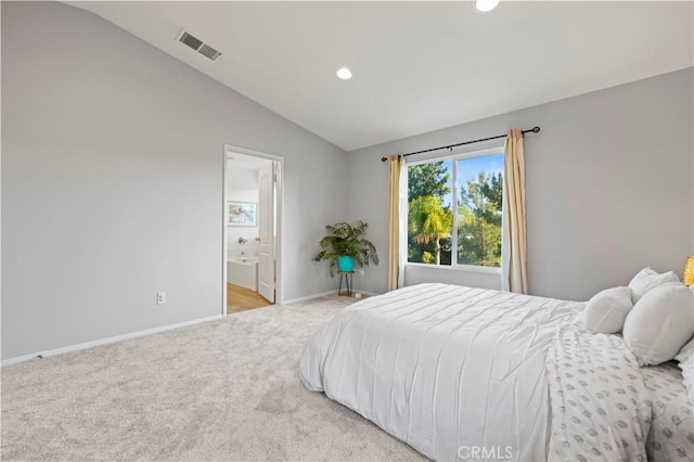 28238 Alton Way, Castaic, CA 91384 - bedroom featuring carpet, lofted ceiling, recessed lighting, and ensuite bath