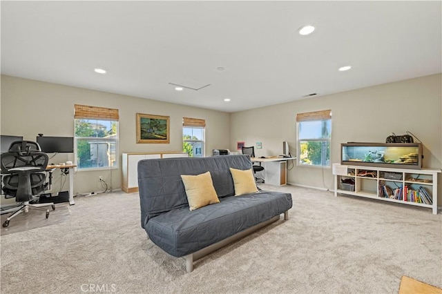 28238 Alton Way, Castaic, CA 91384 - carpeted living area featuring a desk, plenty of natural light, and recessed lighting