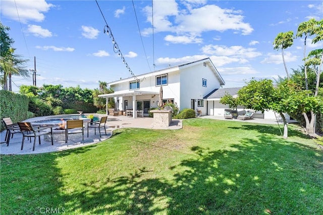 1780 N Mockingbird Pl, Orange, CA 92867 - rear view of house with outdoor lounge area, stucco siding, a patio, and a yard