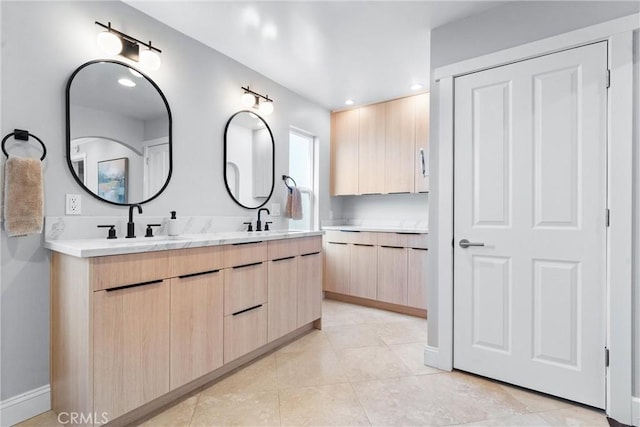 1780 N Mockingbird Pl, Orange, CA 92867 - full bathroom featuring double vanity, recessed lighting, and tile patterned floors