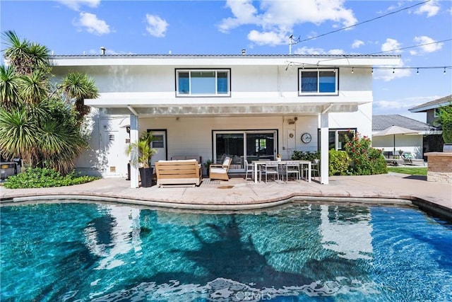 1780 N Mockingbird Pl, Orange, CA 92867 - back of property featuring a patio, an outdoor pool, and an outdoor hangout area