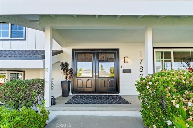 1780 N Mockingbird Pl, Orange, CA 92867 - doorway to property with board and batten siding