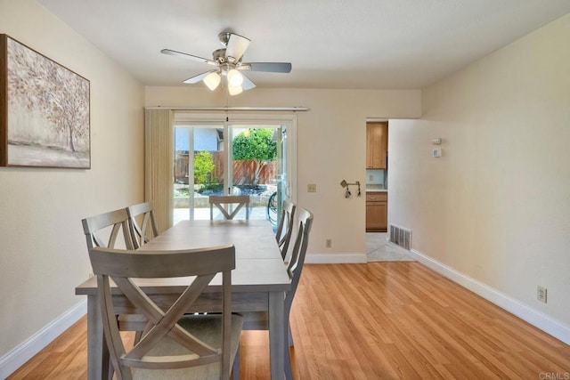 826 Laurelwood Ct, San Marcos, CA 92069 - dining area featuring a ceiling fan and light wood finished floors