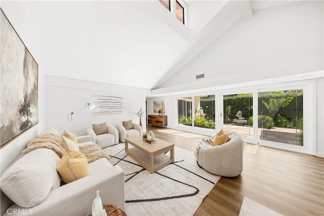 18701 Paseo Cortez, Irvine, CA 92603 - living area with high vaulted ceiling, beam ceiling, and wood finished floors