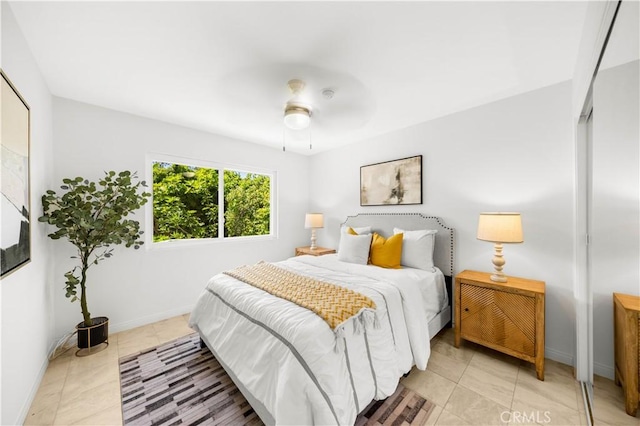 18701 Paseo Cortez, Irvine, CA 92603 - bedroom with light tile patterned flooring and ceiling fan