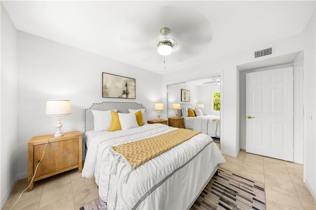 18701 Paseo Cortez, Irvine, CA 92603 - bedroom with a closet, a ceiling fan, and light tile patterned flooring