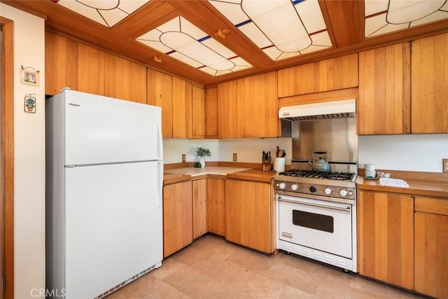 1505 Tiffany Ranch Rd, Arroyo Grande, CA 93420 - kitchen with white appliances, ventilation hood, and light countertops