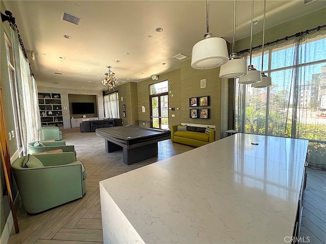 612 E Carson St Unit 303, Carson, CA 90745 - rec room with billiards table, a chandelier, and recessed lighting