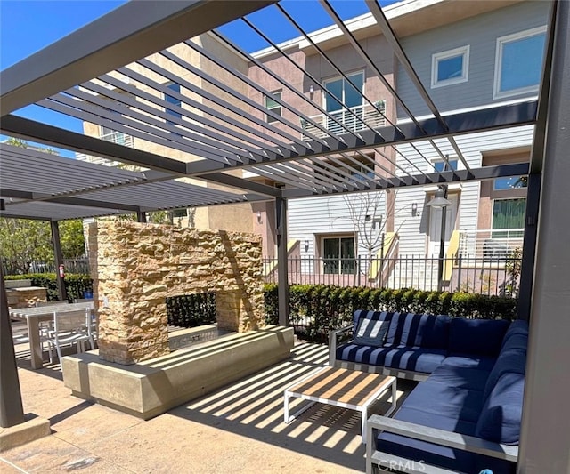 612 E Carson St Unit 303, Carson, CA 90745 - view of patio with an outdoor living space with a fireplace and a pergola