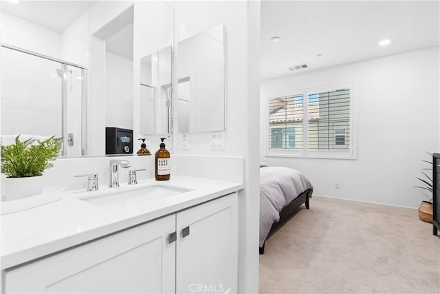 112 Juniper Dr, Rancho Mission Viejo, CA 92694 - bathroom with vanity, ensuite bathroom, a shower stall, and recessed lighting