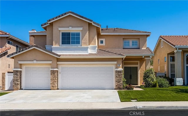 17 Marseille Way, Lake Forest, CA 92610 - view of front of house with a garage, stone siding, concrete driveway, and stucco siding