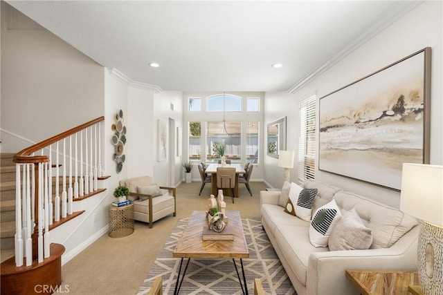 17 Marseille Way, Lake Forest, CA 92610 - carpeted living room with stairway and recessed lighting
