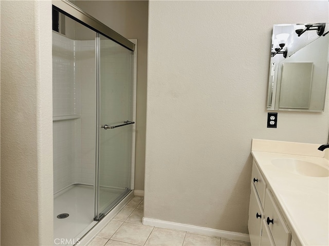 1350 William Mcgrath St, Colton, CA 92324 - bathroom featuring vanity, tile patterned floors, and an enclosed shower
