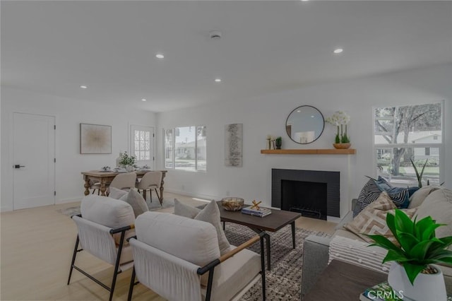 200 N Alberta Pl, Fullerton, CA 92833 - living room with a fireplace, recessed lighting, and light wood finished floors