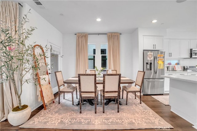 516 Caleigh Ln, Costa Mesa, CA 92627 - dining space with dark wood-style floors and recessed lighting