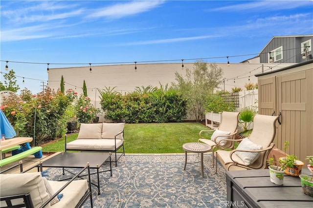 516 Caleigh Ln, Costa Mesa, CA 92627 - fenced backyard featuring an outdoor hangout area and a patio area