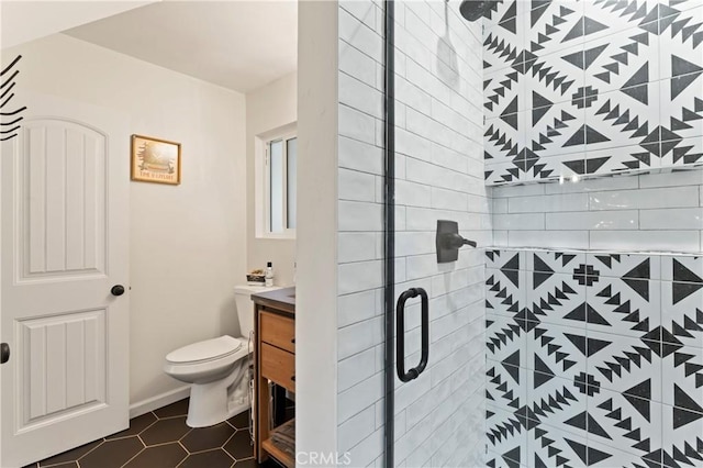 698 W Victoria Ct, Lake Arrowhead, CA 92352 - full bathroom featuring a shower stall, vanity, and tile patterned flooring