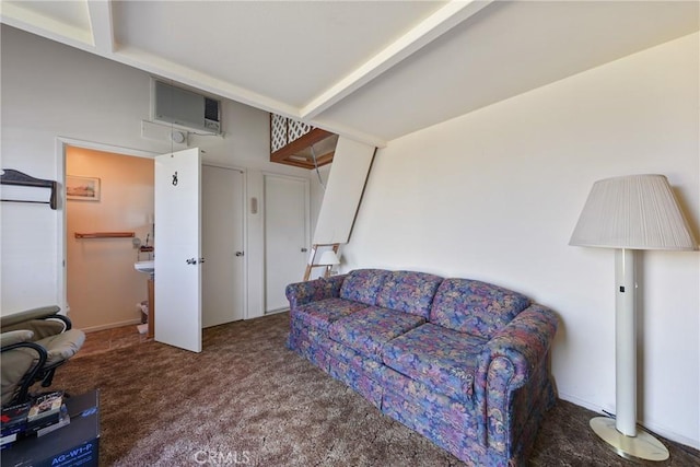 35632 Avocado St, Yucaipa, CA 92399 - carpeted living area featuring an AC wall unit