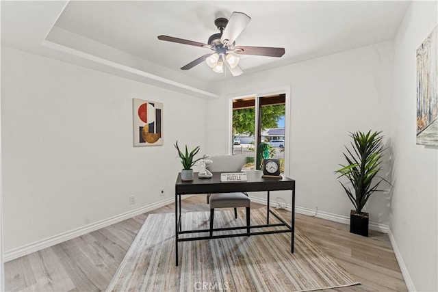1626 Birchfield Dr, Tustin, CA 92780 - home office featuring wood finished floors and ceiling fan