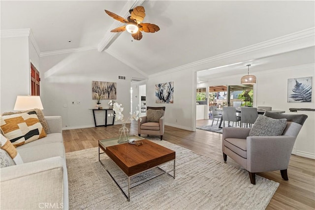 1626 Birchfield Dr, Tustin, CA 92780 - living area featuring ceiling fan, light wood-style floors, and crown molding