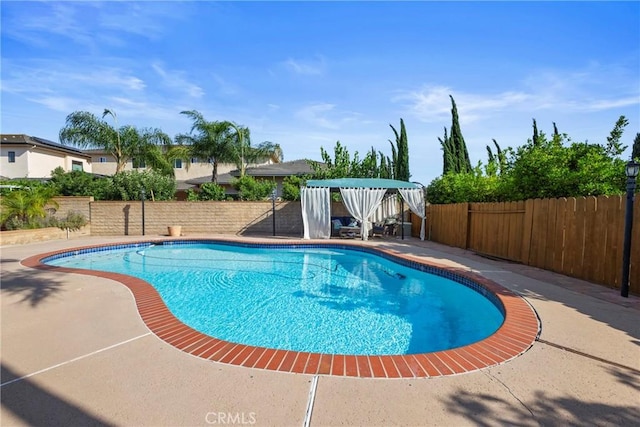 8609 Dunwoodie Rd, Santee, CA 92071 - view of pool with a fenced backyard, a patio, and a gazebo