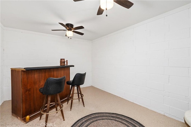 4840 Heleo Ave, Temple City, CA 91780 - indoor dry bar with a ceiling fan and concrete block wall