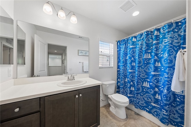 24212 Bay Laurel Ave, Murrieta, CA 92562 - bathroom with vanity, tile patterned floors, and curtained shower