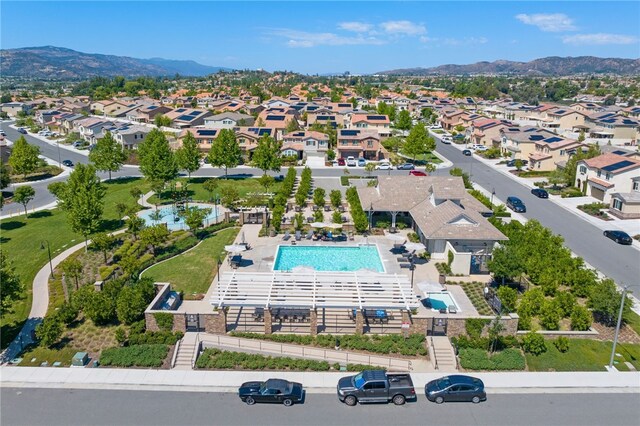 24212 Bay Laurel Ave, Murrieta, CA 92562 - aerial view of residential area featuring a pool and a mountain backdrop