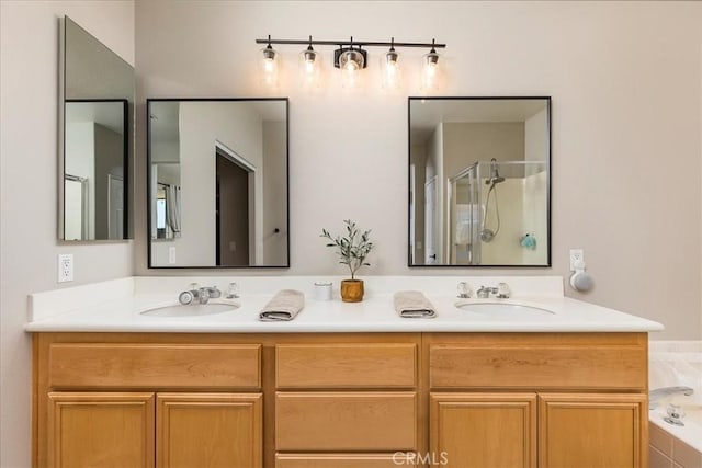 32669 Armoise Dr, Winchester, CA 92596 - bathroom featuring double vanity, a stall shower, and a bath