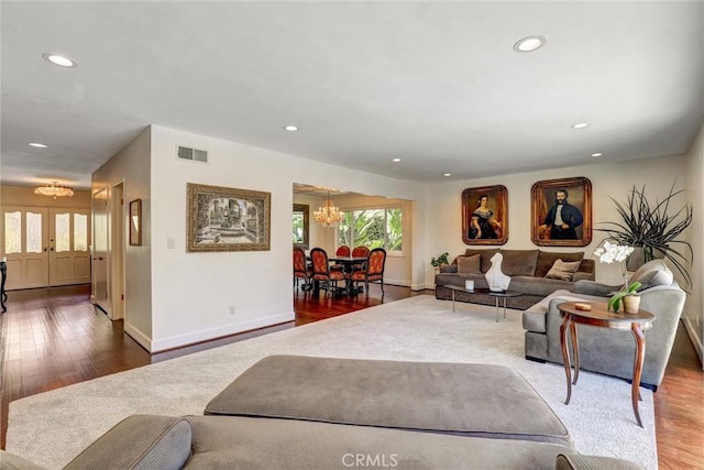 891 Palo Verde Ave, Long Beach, CA 90815 - living area with a chandelier, recessed lighting, and wood finished floors