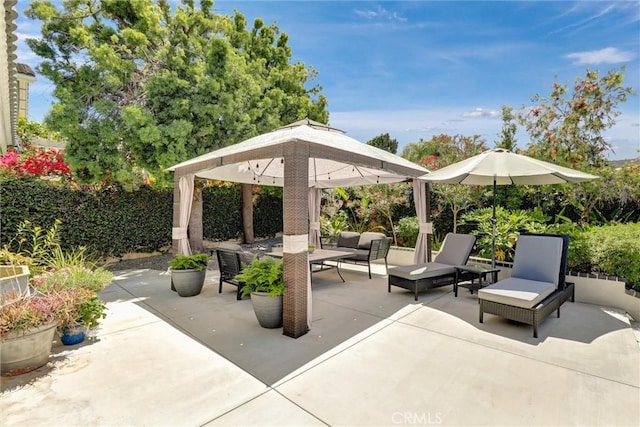 891 Palo Verde Ave, Long Beach, CA 90815 - view of patio with an outdoor living space and a gazebo