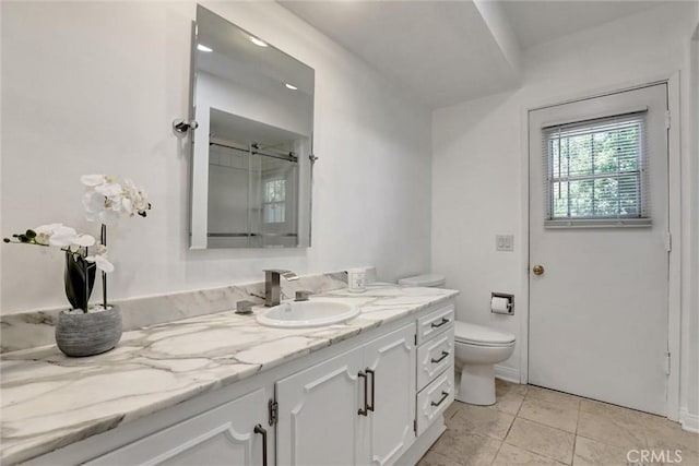 891 Palo Verde Ave, Long Beach, CA 90815 - bathroom featuring vanity, a shower with shower door, and tile patterned floors